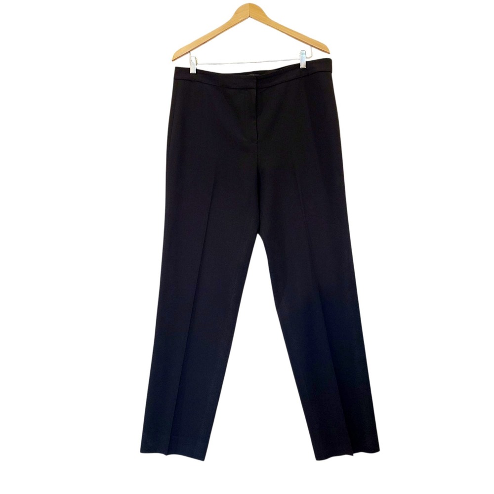 ST. JOHN Diana Pants‎ Size 10 Black Crepe Marocain Triacetate Minimalist Career